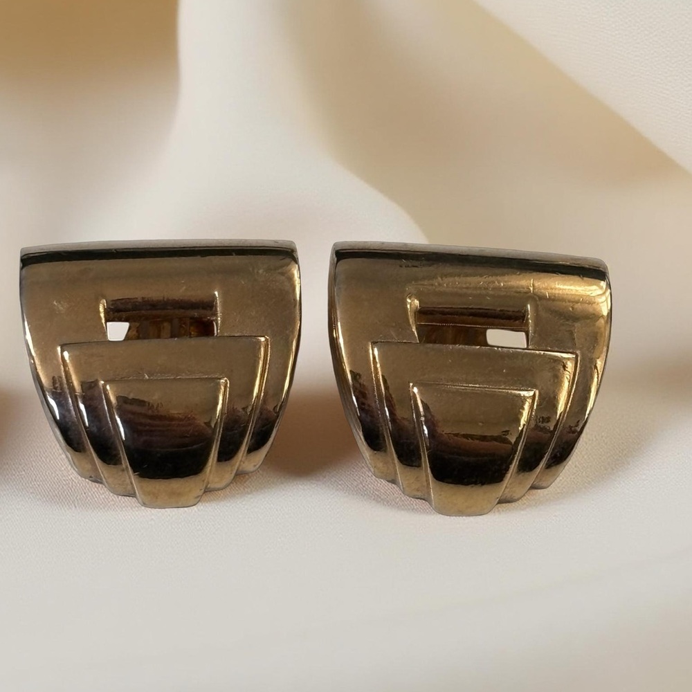 Givenchy Paris NewYork Runway Gold-Tone Clip-On Earrings 1980’s - Picture 1 of 7